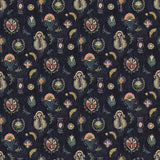 Luxurious dark velvet with small whimsical designs