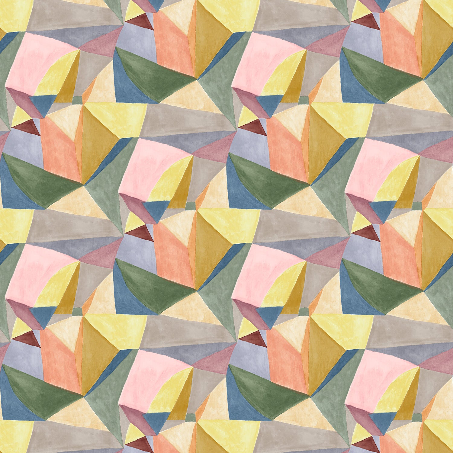 Velvet fabric with a contemporary multicoloured geometric design with a stain resistant finish