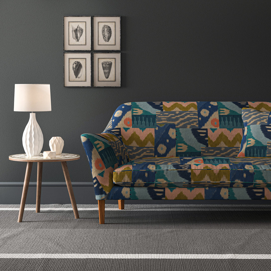 Java - Ocean | Printed Velvet Fabric | Linwood
