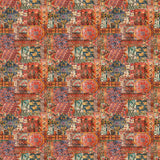 Multicoloured velvet fabric with a carpet design and stain resistant finish