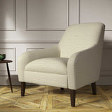 Chair covered in a woven fabric in a herringbone design in Pumice