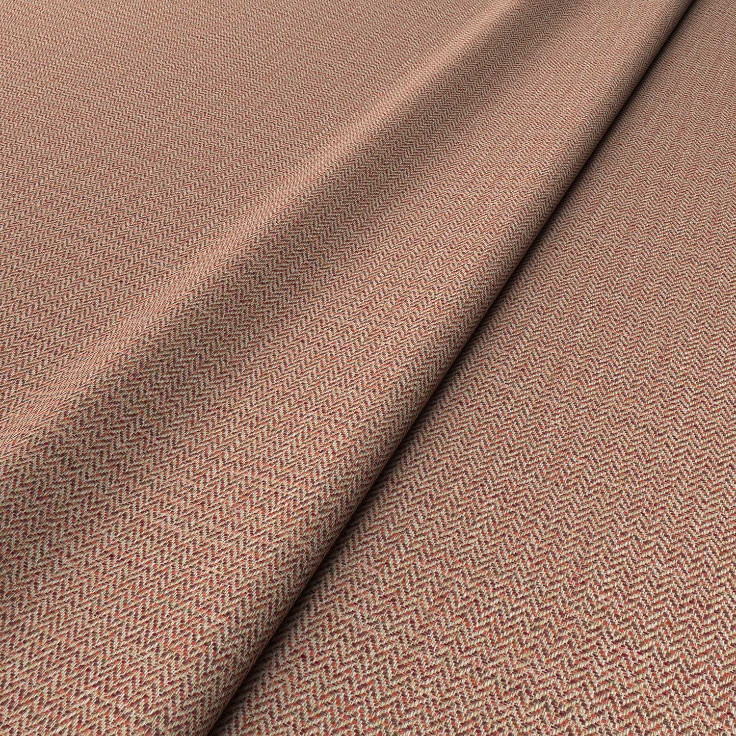 Sample of a woven fabric in a herringbone design in Ember