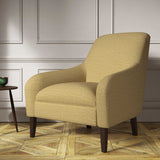 Chair covered in a woven fabric in a herringbone design in Saffron