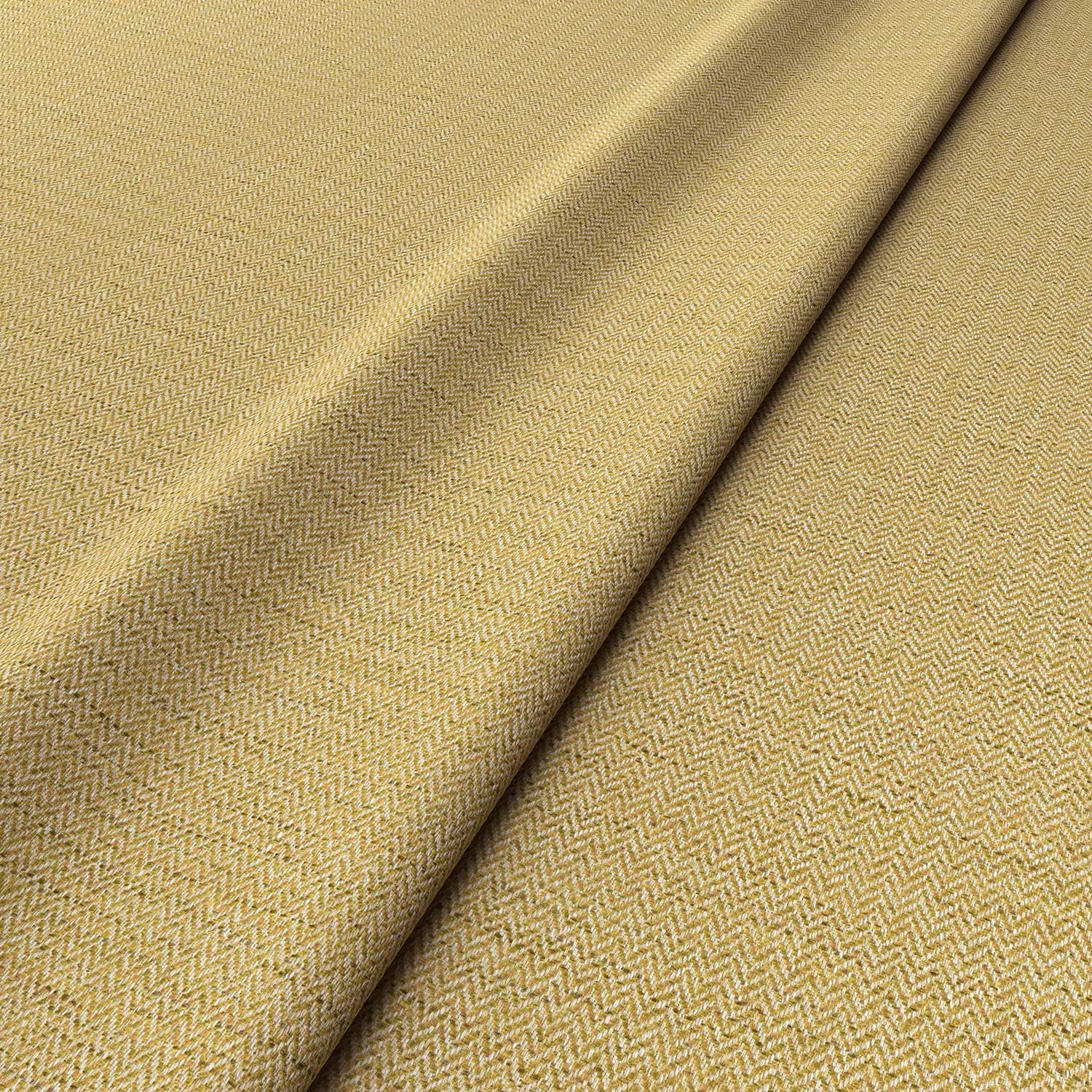 Sample of a woven fabric in a herringbone design in Saffron