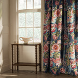 Curtain in a lively, large scale floral linen fabric