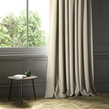 A cream woven fabric shown as a curtain