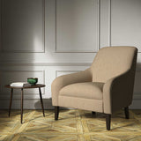A brown woven fabric on an armchair.