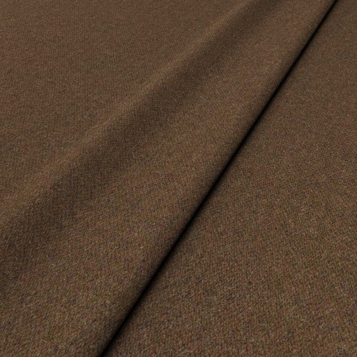 Sample of a brown woven fabric in recycled wool.