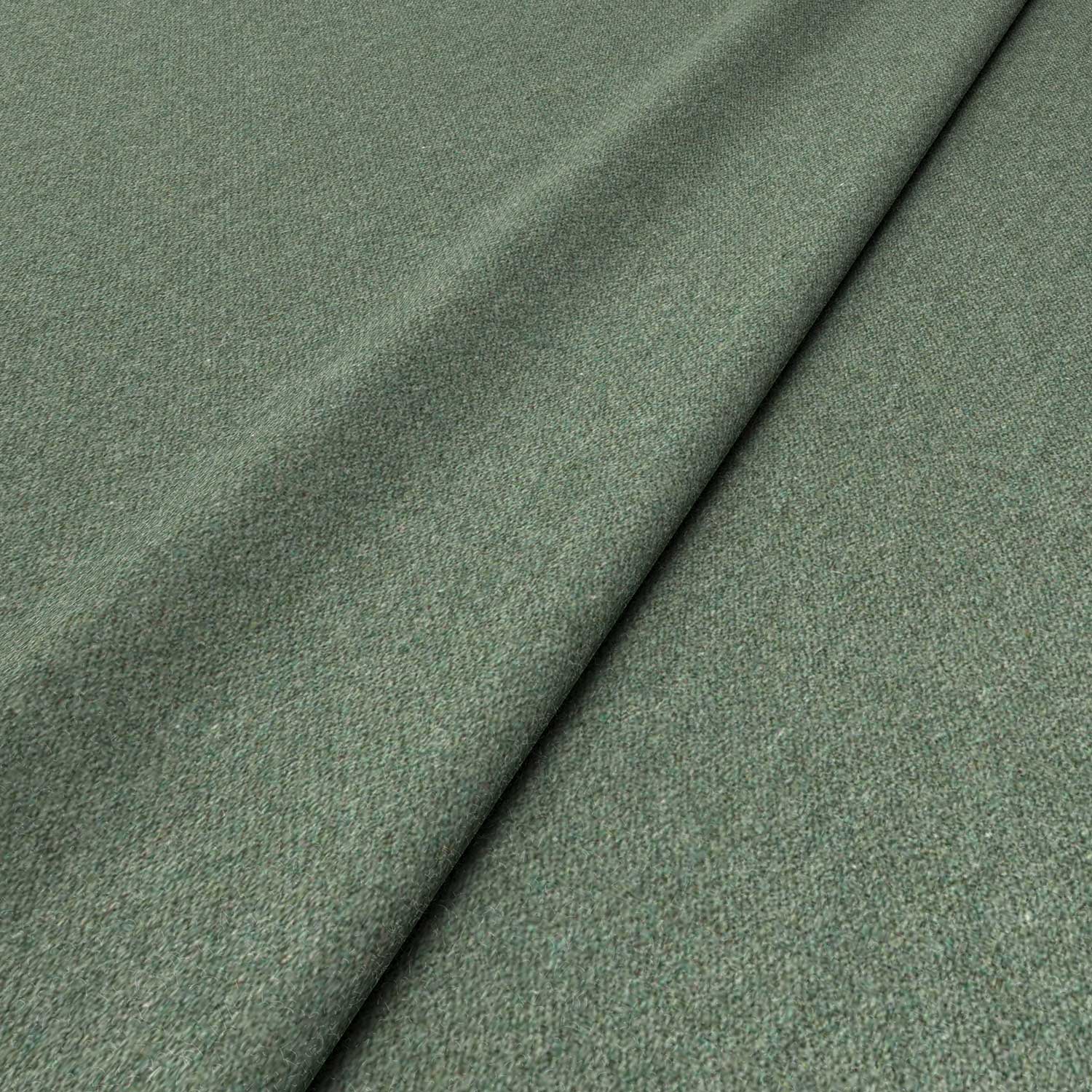 Sample of a green woven fabric in recycled wool.