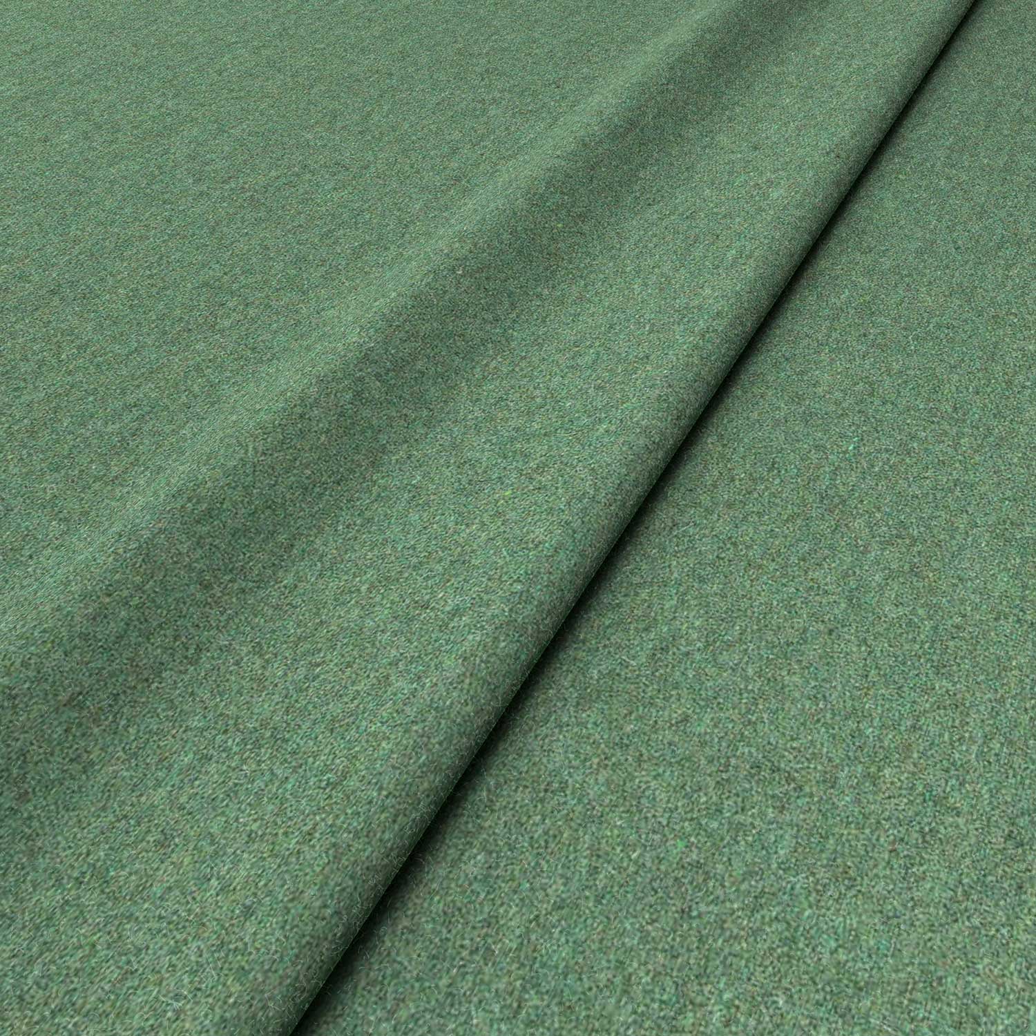 Sample of a green woven fabric in recycled wool.