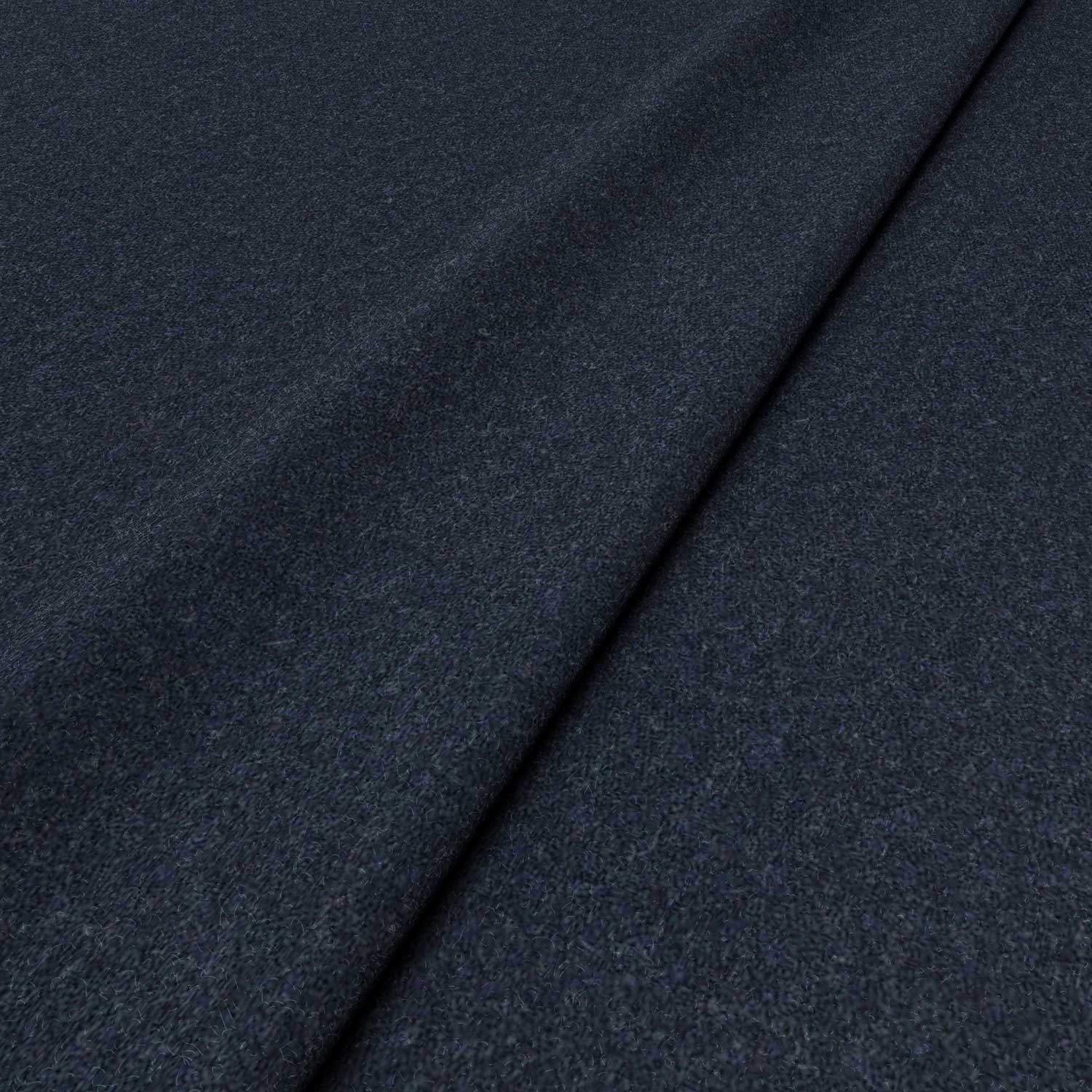 Sample of a blue woven fabric in recycled wool.