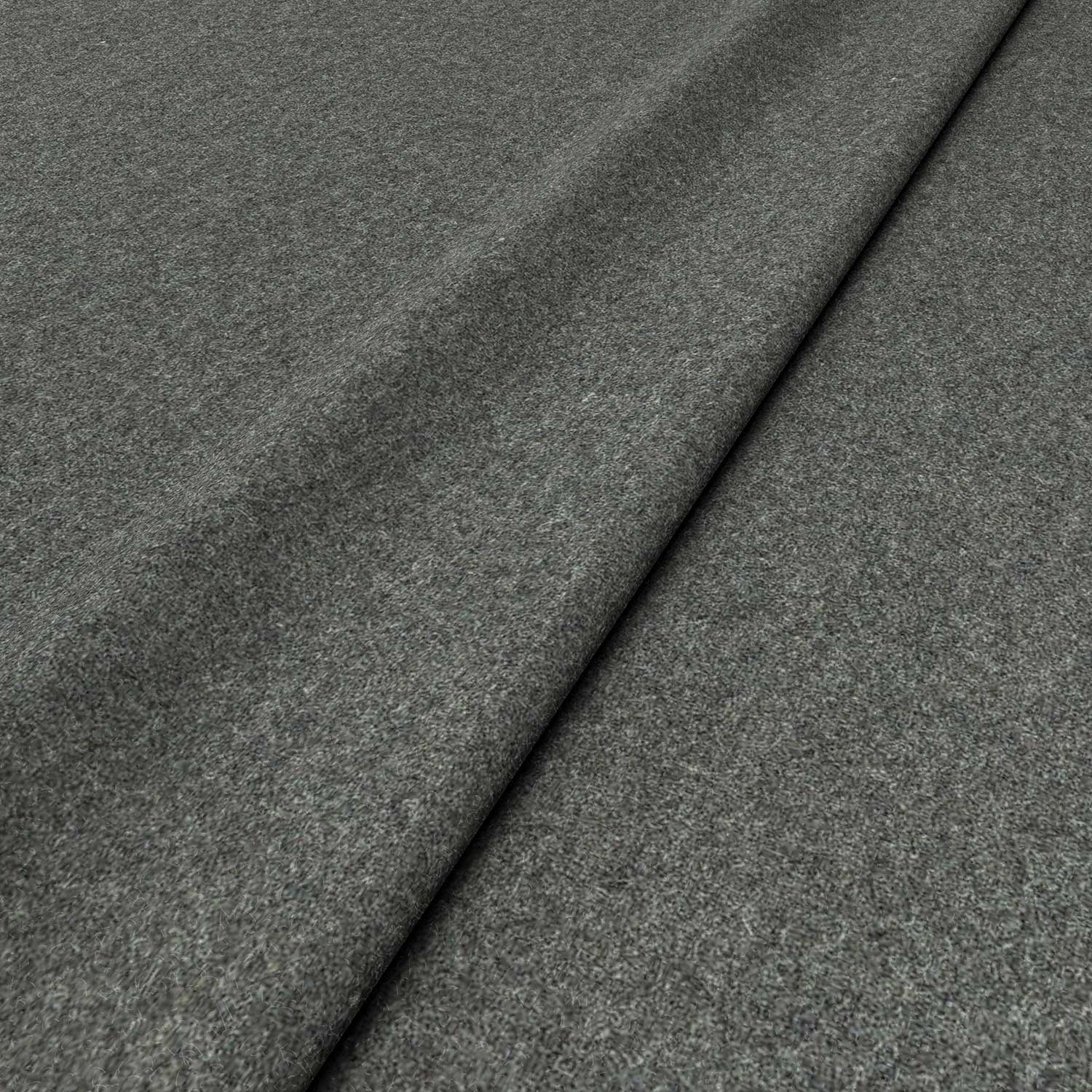 Sample of a grey woven fabric in recycled wool.