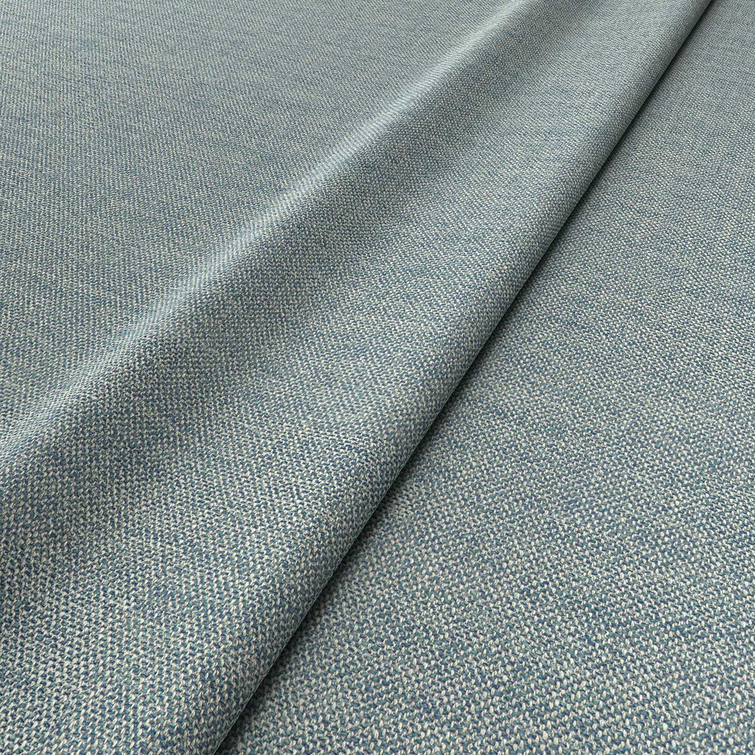 Fabric swatch of a plain blue weave fabric for upholstery