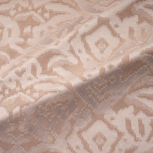 Fabric swatch of a soft blush pink fabric with jacquard design for curtain use 