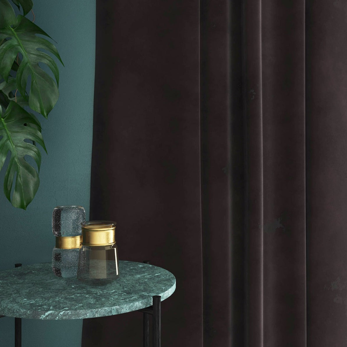 Velvet curtain in brown
