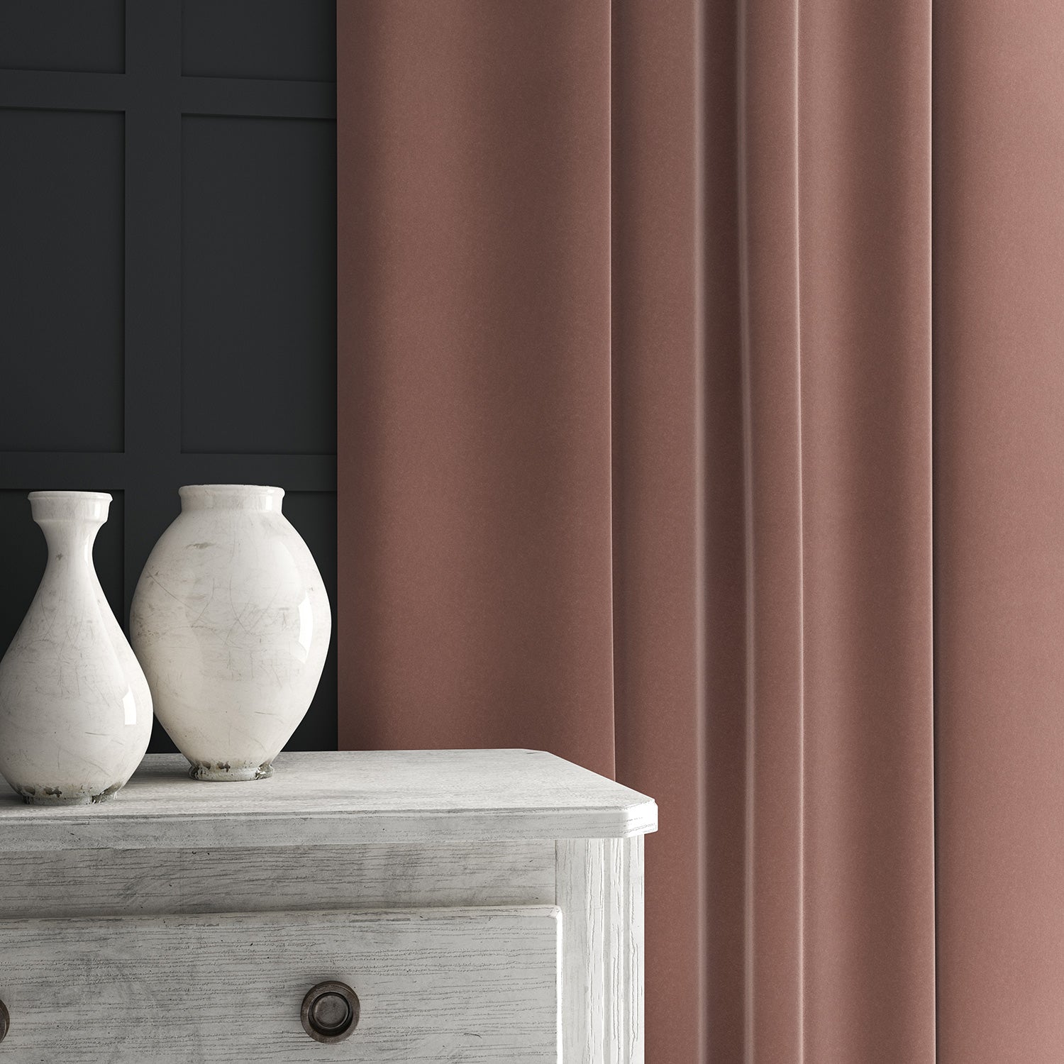 Pink eco velvet curtain