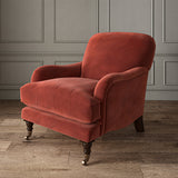 Brown eco velvet upholstery fabric on an armchair