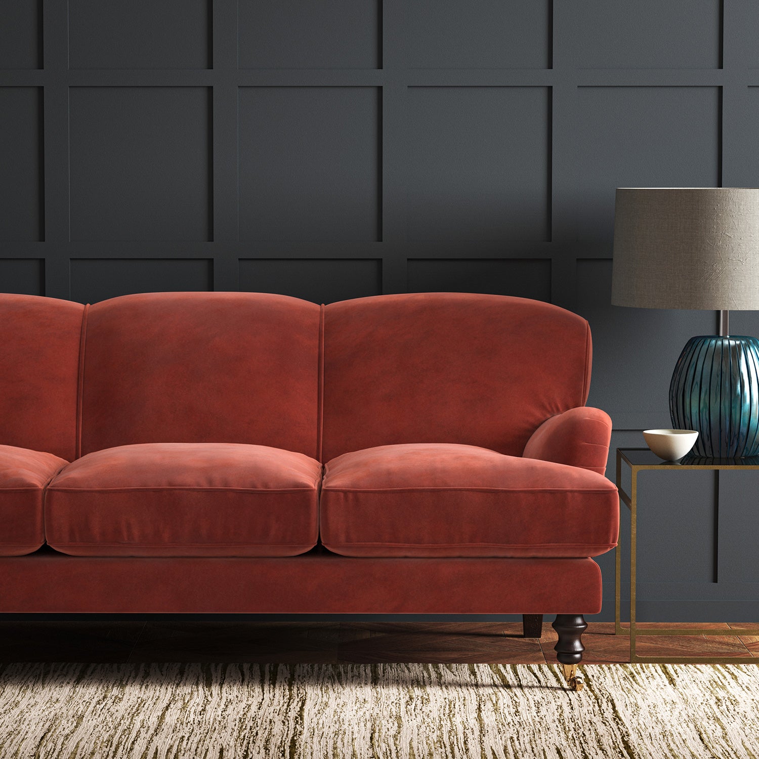 Brown eco velvet upholstery fabric on a sofa