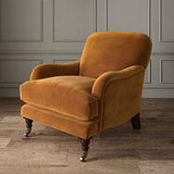 Yellow eco velvet upholstery fabric on an armchair