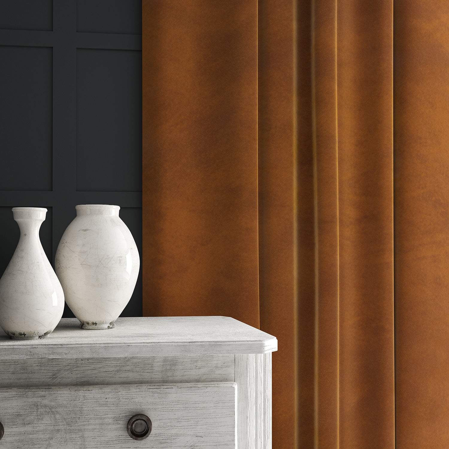 Yellow eco velvet curtain