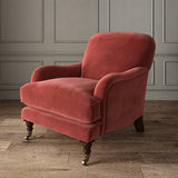 Red eco velvet upholstery fabric on an armchair