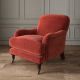 Red eco velvet upholstery fabric on an armchair