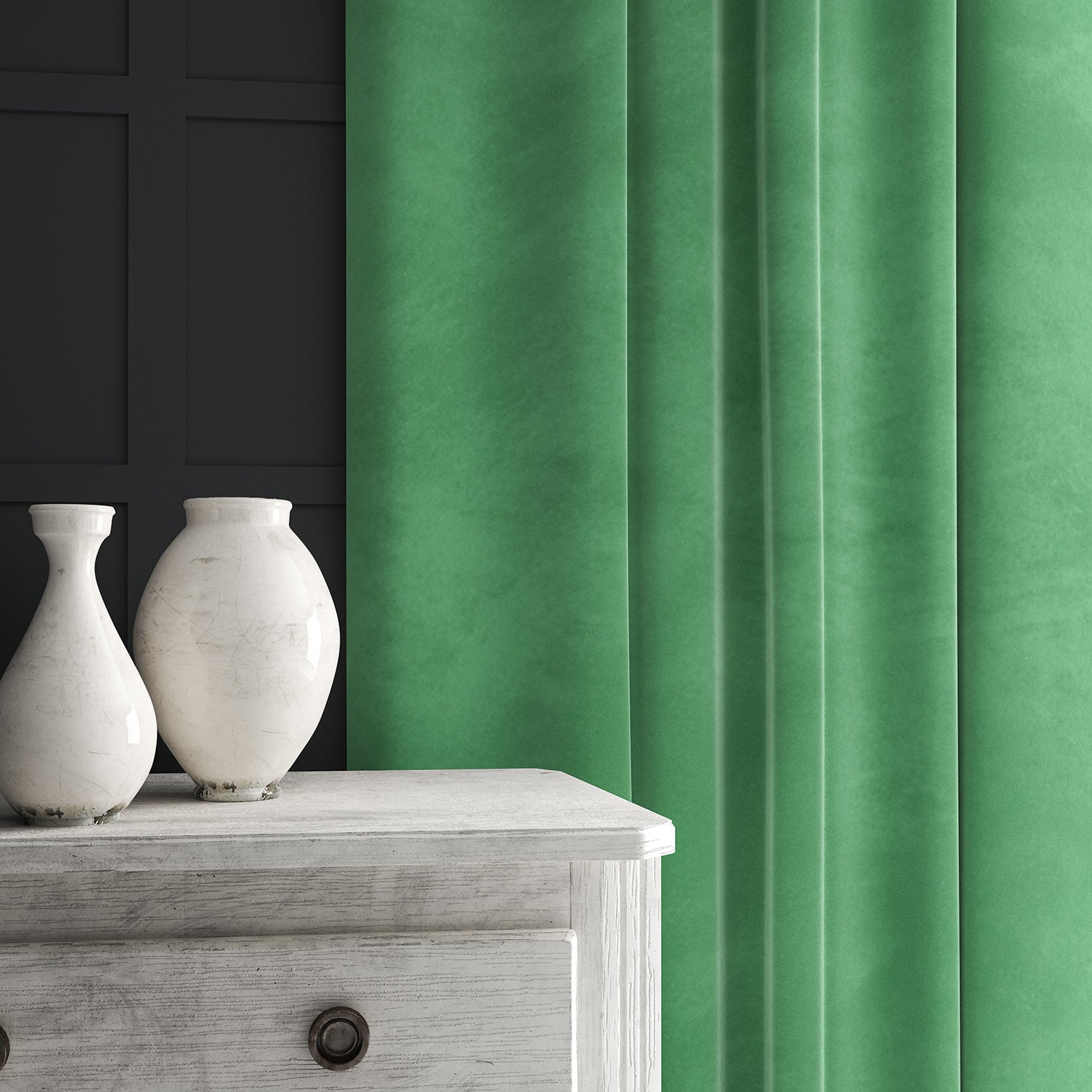 Green eco velvet curtain
