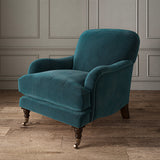Blue eco velvet upholstery fabric on an armchair