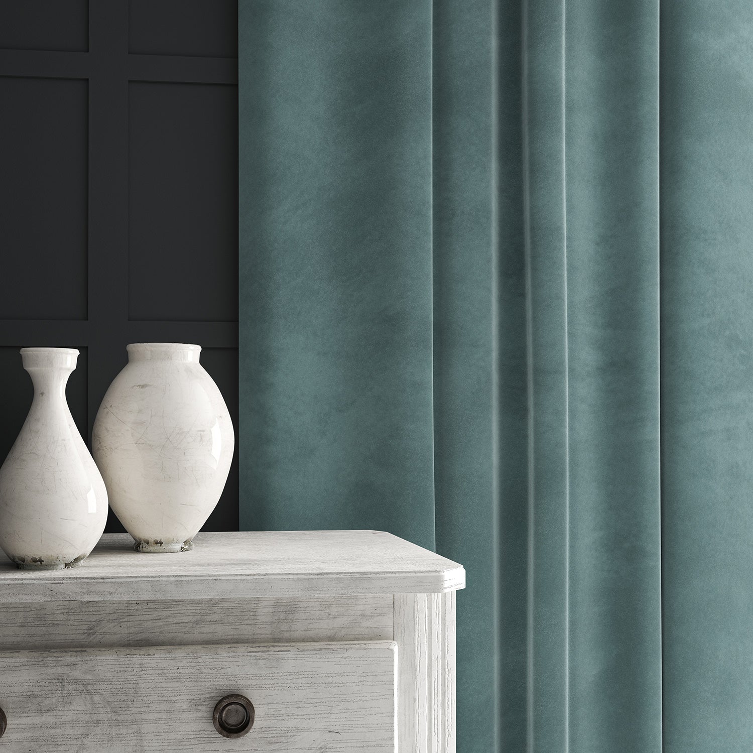Blue eco velvet curtain