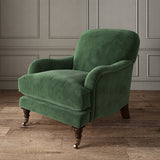 Green eco velvet upholstery fabric on an armchair