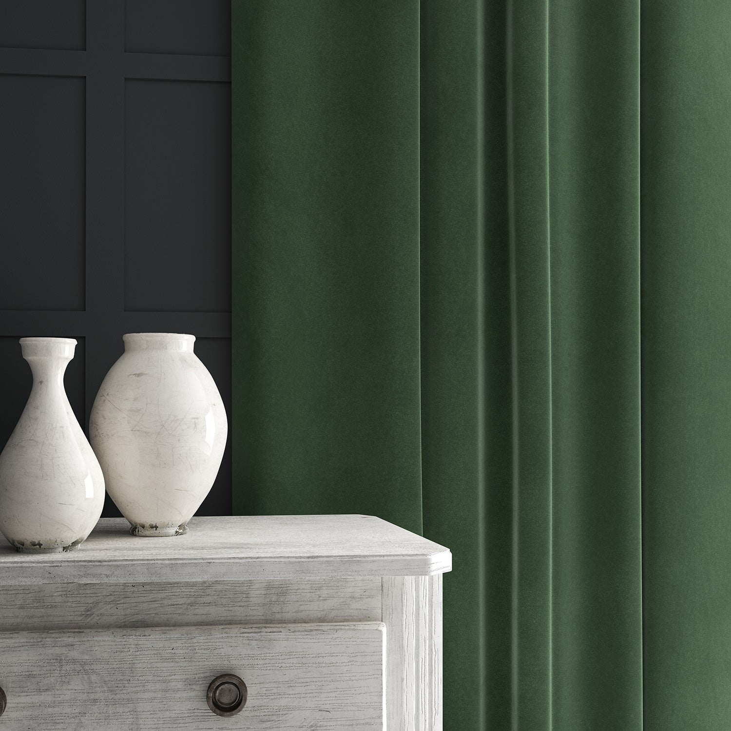 Green eco velvet curtain