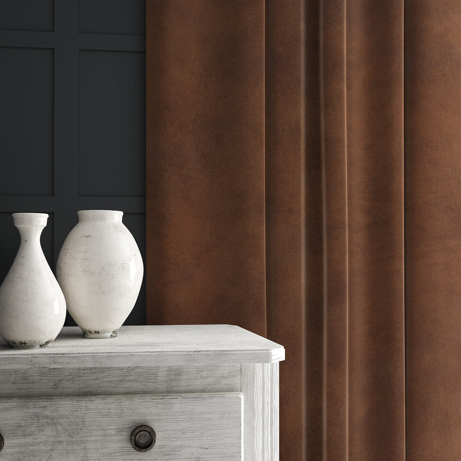 Brown eco velvet curtain