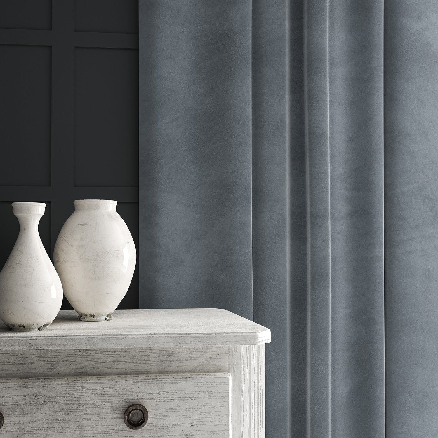 Grey eco velvet curtain