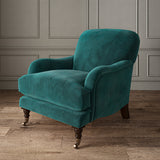 Blue eco velvet upholstery fabric on an armchair