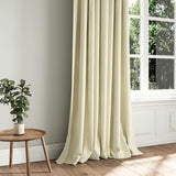 A cream woven fabric shown as a curtain.