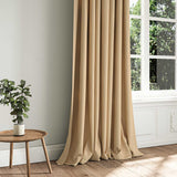 A beige woven fabric shown as a curtain.
