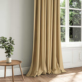 A yellow woven fabric shown as a curtain.