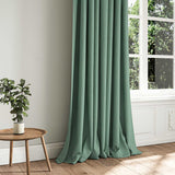 A blue woven fabric shown as a curtain.
