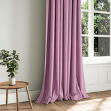 A purple woven fabric shown as a curtain.