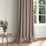 A pink woven fabric shown as a curtain.