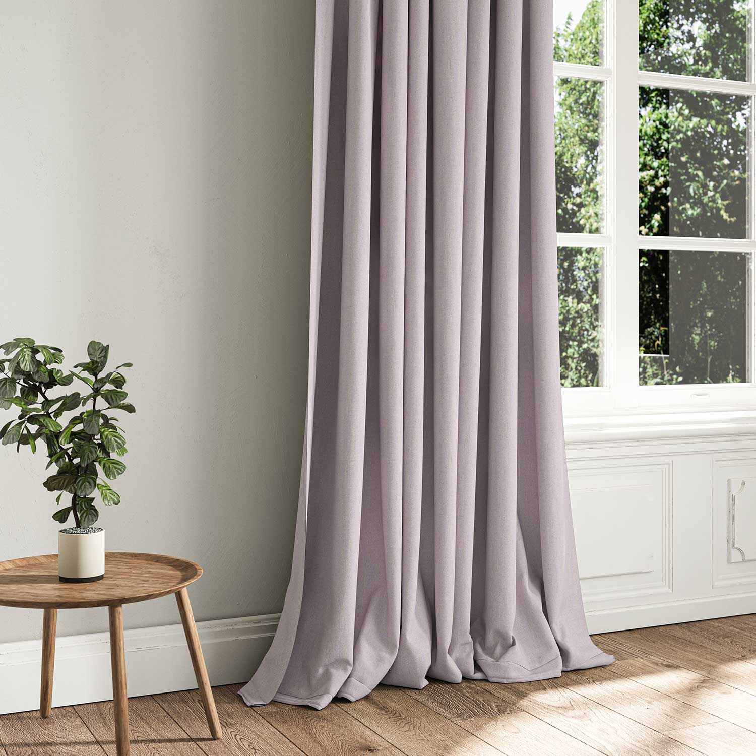 A purple woven fabric shown as a curtain.