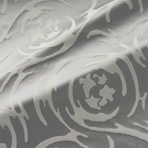 Fabric swatch of a beautiful grey coloured abstract swirl fabric suitable for curtains 