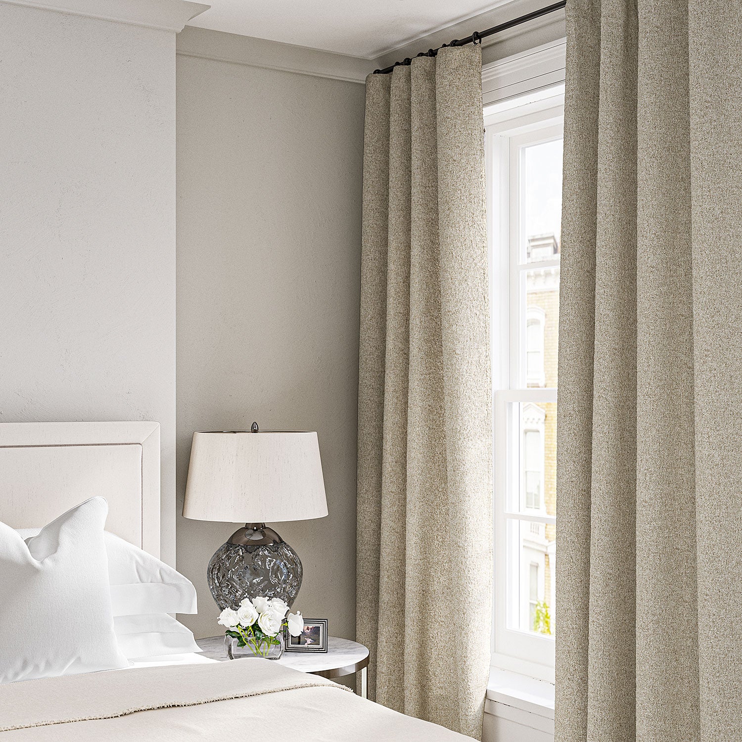 Curtain in a boucle fabric in Buttermilk