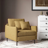 Chair covered in a boucle fabric in Amber
