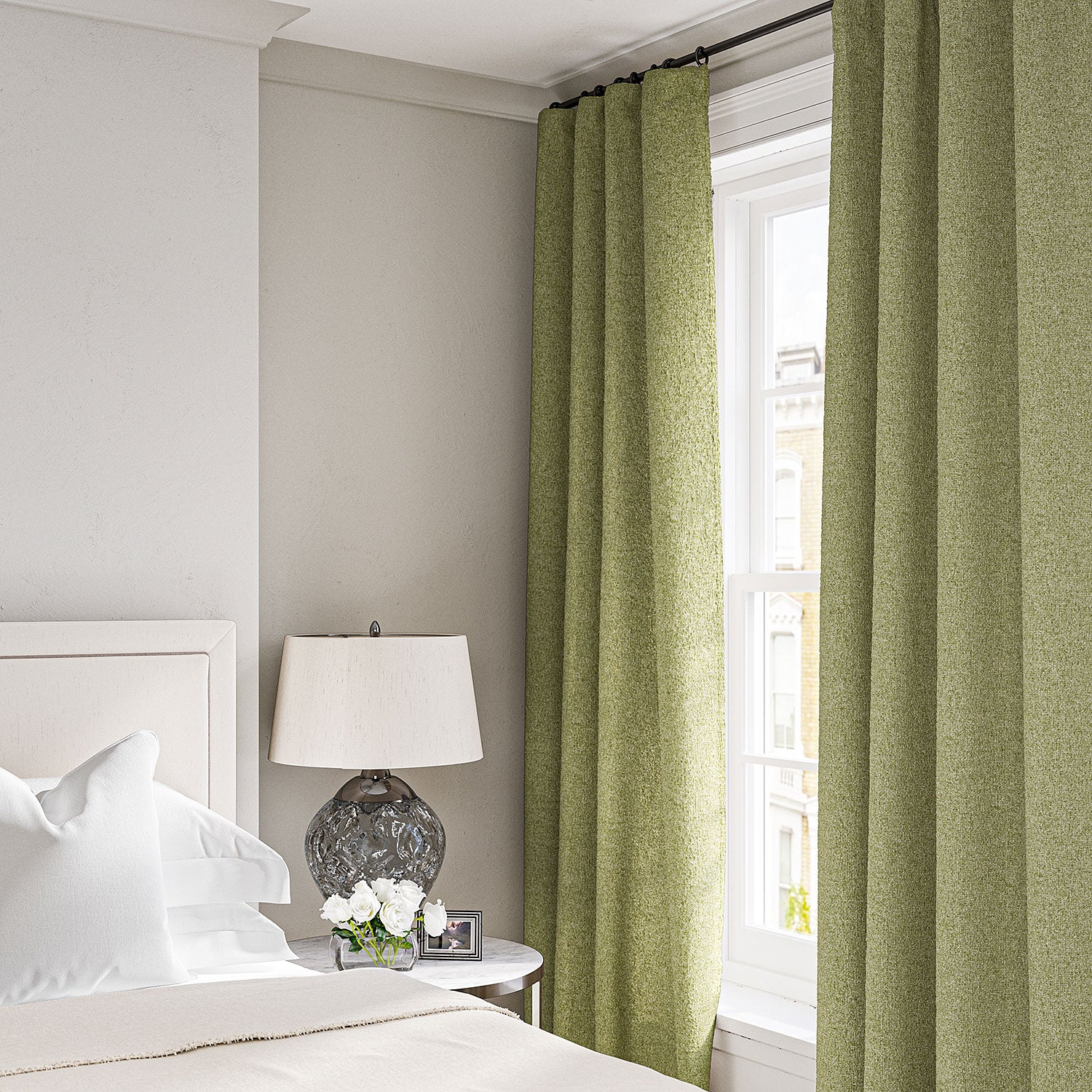 Curtain in a boucle fabric in Peridot