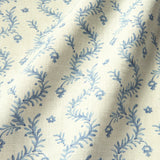 Printed linen fabric - a charming marine-style pattern in blue and cream