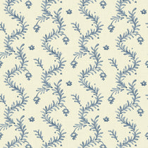 Printed linen fabric - a charming marine-style pattern in blue and cream