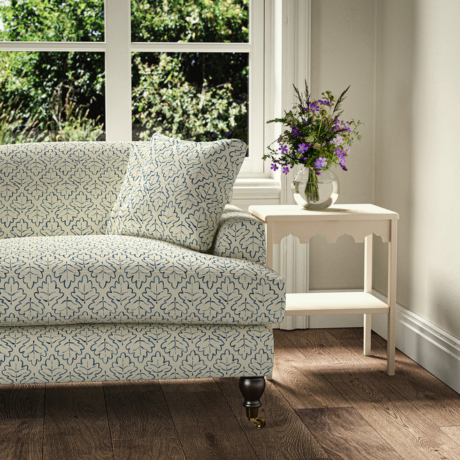 Maze Indigo Linen Fabric Linwood