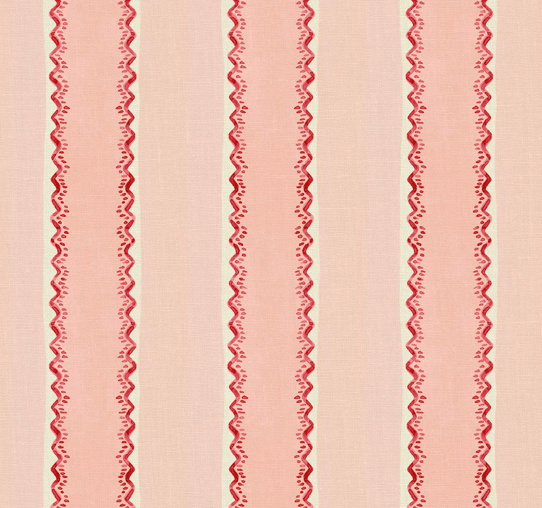 Broad Stripe Linen (Horizontal stripes) Coral/Natural