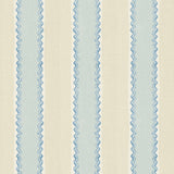 Printed linen fabric sample – a bold blocks of colour in this inviting stripe are softened with a painterly finish in blue, cream and white